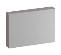 Brauer Impress Deluxe armoire de toilette - 100x70x15cm - 2 portes miroir - éclairage interne et externe - avec poignées de porte - gunmetal - timber greige SW1198936/2xSW812002