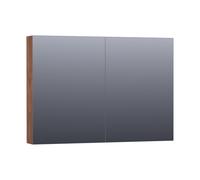 BRAUER Impress Deluxe armoire de toilette - 100x70x15cm - éclairage interne et externe - 2 portes miroir double face - Forêt Cacao SK-IMD100FC