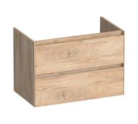 BRAUER Inspire Ensemble de meuble salle de bain - 80x46x57cm - 2 tiroirs - sans poignée - fermeture douce - plan marbre - calacatta gold - vasque en céramique - ronde - blanc brillant - blé forestier