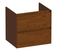 BRAUER Inspire meuble sous-lavabo 60 2 tiroirs softclose - sans poignée - 1 découpe pour siphon - chêne massif - chêne à lamelles brun OK-IN60LEB