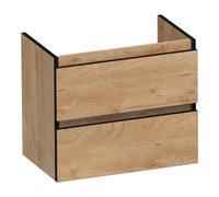 BRAUER Joy Edge meuble sous-lavabo peu profond 60 2 tiroirs softclose - sans poignées - 1 découpe pour siphon - Forest Tan OK-JYEO60FT