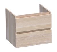 BRAUER Joy meuble sous-lavabo 60 2 tiroirs softclose - sans poignées - 1 découpe pour siphon - chêne massif - lattes chêne blanc OK-JY60LEW