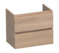 BRAUER Joy meuble sous-lavabo peu profond - 60x39x50cm - 2 tiroirs softclose - sans poignée - 1 découpe pour siphon - chêne massif - lamelles chêne naturel OK-JYO60LEN