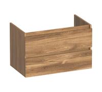 BRAUER Joy Wavy Ensemble de meuble de salle de bains - 80x55x46cm - 2 tiroirs - sans poignées à fermeture en douceur - lavabo en pierre naturelle - avec trou de robinet - basalte anthracite - avec arm