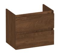 BRAUER Joy Wavy meuble sous lavabo peu profond 60 2 tiroirs softclose - sans poignée - 1 découpe pour le siphon - Forêt Cacao OK-JYWO60FC