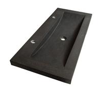 BRAUER Magma lavabo 100x46x5cm - 1 bassin - 2 trous de robinet - pierre naturelle - basalte anthracite WT-MA1002AN