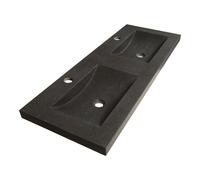BRAUER Magma lavabo - 120x46x5cm - 2 lavabos - 2 trous de robinet - pierre naturelle - basalte anthracite WT-MA120-22AN