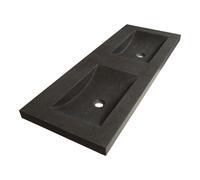BRAUER Magma lavabo pour meuble 120cm 2 lavabos sans trou pierre naturelle noir WT-MA120-20AN