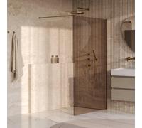 BRAUER Oblivion Douche à l’italienne - 120x200cm - revêtement de verre - verre bronze - PVD or brossé GS-OBI1B120200GG