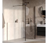 BRAUER Oblivion Douche à l'italienne - 100x200cm - paroi latérale 30cm - revêtement verre - verre clair - noir mat GS-OBI2H10030200MZ