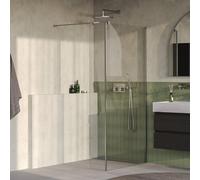 BRAUER Oblivion Douche à l'italienne - 100x200cm - paroi latérale 40cm - revêtement verre - verre clair - Acier inoxydable brossé PVD GS-OBI2H10040200NG