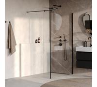 BRAUER Oblivion Douche à l'italienne - 110x200cm - paroi latérale 30cm - traitement verre - verre clair - noir mat GS-OBI2H11030200MZ