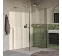 BRAUER Oblivion Douche à l'italienne - 130x200cm - paroi latérale 40cm - revêtement verre - verre clair - Acier inoxydable brossé PVD GS-OBI2H13040200NG