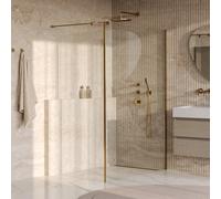 BRAUER Oblivion Douche à l'italienne - 140x200cm - paroi latérale 40cm - revêtement verre - verre clair - PVD or brossé GS-OBI2H14040200GG