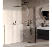 BRAUER Oblivion Douche à l'italienne - 70x200cm - revêtement verre - verre clair - noir mat GS-OBI1H70200MZ