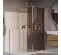 BRAUER Oblivion Paroi de douche à l'italienne - 100x200cm - paroi latérale 30 cm - traitement anticalcaire - verre bronze - Chrome GS-OBI2B10030200CE