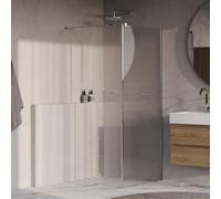 BRAUER Oblivion Paroi de douche à l'italienne - 90x200cm - retour de 30cm - verre nervuré transparent - revêtement de verre - chrome brillant GS-OBFI2HR9030200CE