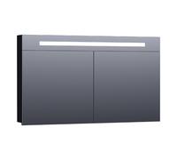 BRAUER Promise armoire de toilette - 120x70x15cm -- avec éclairage direct - 2 portes miroir unilatérales - noir mat SK-PR120MZ