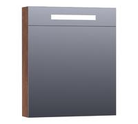 BRAUER Promise Deluxe armoire de toilette - 60x70x15cm - avec éclairage direct 1 porte miroir double face à gauche Forest Cacao SK-PRD60LFC
