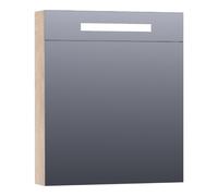 BRAUER Promise Deluxe armoire de toilette - 60x70x15cm - avec éclairage direct 1 porte miroir double face à gauche Forest Wheat SK-PRD60LFW