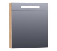 BRAUER Promise Deluxe armoire de toilette - 60x70x15cm - avec éclairage direct 1 porte miroir double face à gauche Forest Tan SK-PRD60LFT