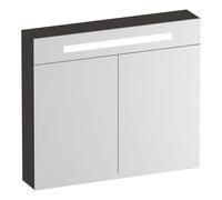 BRAUER Promise Deluxe armoire de toilette - 80x70x15cm - avec éclairage - 2 portes miroir double face - Anthracite Bois SK-PRD80TA