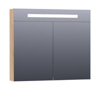 BRAUER Promise Deluxe armoire de toilette - 80x70x15cm - avec éclairage direct - 2 portes miroir double face - Forest Tan SK-PRD80FT