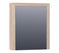 BRAUER Rise armoire de toilette - 60x70x15cm - sans éclairage - avec 1 porte de miroir double face à ouverture à droite lamelles chêne blanc SK-RI60RLEW