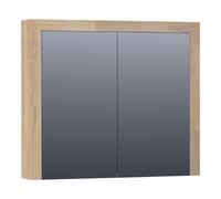 BRAUER Rise armoire de toilette - 80x70x15cm - sans éclairage - 2 portes miroir double face - assemblage à dents de scie chêne gris SK-RI80VEG