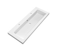 BRAUER Solar Medium lavabo - 120x46x5cm - 1 lavabo - 2 trous de robinet - marbre minéral - blanc mat WT-SOM120-12MW