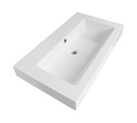 BRAUER Solar Thick lavabo 80x46x10cm - 1 lavabo - 0 trous de robinet - marbre minéral - blanc satiné WT-SOT800ZW