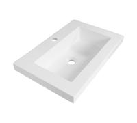 BRAUER Spring lavabo peu profond 60x40x5cm - 1 bassin - 1 trou de robinet - marbre minéral - blanc satiné WT-SI601ZW