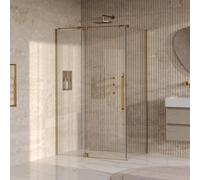 BRAUER Stellar Cabine de douche - 120x100x200cm - porte battante - revêtement de verre - réversible - verre clair - PVD or brossé GS-SRC1H120100200GG