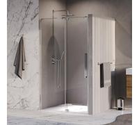 BRAUER Stellar Porte de niche - 2-parties - 120x200cm - porte pivotante - traitement anticalcaire - réversible - verre transparent - Acier inox brossé PVD GS-SRN1H120200CE