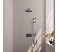 BRAUER Stripe Douche de pluie thermostatique encastrée - boutons-poussoirs - pomme de douche 25cm - bras mural droit - douchette à main barre - flexible de douche - barre coulissante intégrée - PVD br