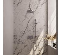 BRAUER Stripe Douche de pluie thermostatique encastrée - boutons-poussoirs - SET 31 - pomme de douche 25cm - bras mural droit - douchette à main barre - flexible de douche - barre coulissante intégrée