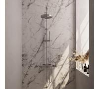 BRAUER Stripe Douche de tête thermostatique en applique - SET 01 - Douche de tête 25cm - Douchette à main sur barre - Flexible de douche - Acier inoxydable brossé PVD 5-NG-348