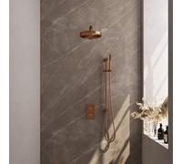 BRAUER Stripe Douche de tête thermostatique encastrable - 3 voies - rectangulaire - pomme de douche 25cm - bras mural droit - douchette à main avec barre coulissante intégrée - flexible de douche - cu