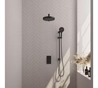BRAUER Stripe Douche de tête thermostatique encastrable - 3 voies - rectangulaire - SET 22 - pomme de douche 25 cm - bras mural droit - douchette 3 positions - flexible de douche - barre coulissante i