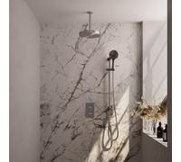 BRAUER Stripe Douche de tête thermostatique encastrable - 3 voies - rectangulaire - SET 24 - pomme de douche 25cm - bras de plafond - douchette 3 positions - flexible de douche - barre coulissante int