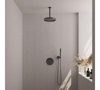 BRAUER Stripe Douche de tête thermostatique encastrable - 3 voies - ronde - SET 39 - pomme de douche 25cm - bras plafond - douchette sur barre - flexible de douche - coude mural - gunmetal brossé PVD 