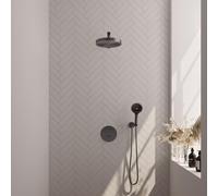BRAUER Stripe Douche de tête thermostatique encastrable - 3 voies - ronde - SET 40 - pomme de douche 25cm - bras mural droit - douchette 3 positions - flexible de douche - coude mural - gunmetal bross