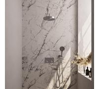 BRAUER Stripe Douche de tête thermostatique encastrable - boutons-poussoirs - SET 29 - pomme de douche 25cm - bras mural courbé - douchette 3 positions - flexible de douche - coude mural - finition PV