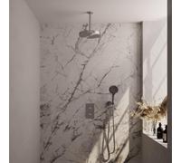 BRAUER Stripe Douche de tête thermostatique encastrée - 3 voies - rectangulaire - pomme de douche 25cm - bras plafond - douchette 3 positions - flexible de douche - coude mural - couleur inox brossé P