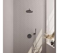 BRAUER Stripe Douche de tête thermostatique encastrée - 3 voies - ronde - SET 38 - pomme de douche 25 cm - bras mural courbé - douchette à main barre - flexible de douche - coude de raccord mural - gu