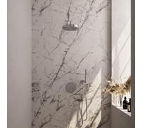 BRAUER Stripe Douche de tête thermostatique encastrée - 3 voies - ronde - SET 38 - pomme de douche 25cm - bras mural courbé - douchette sur barre - flexible de douche - coude mural de raccordement - c