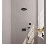 BRAUER Stripe Douche de tête thermostatique encastrée - boutons-poussoirs - SET 28 - pomme de douche 25cm - bras mural droit - douchette 3 positions - flexible de douche - coude mural - noir mat 5-S-4