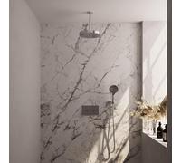 BRAUER Stripe Douche de tête thermostatique encastrée - boutons-poussoirs - SET 30 - pomme de douche 25cm - bras plafond - douchette 3 positions - flexible de douche - coude mural - chrome 5-CE-423