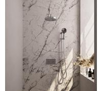 BRAUER Stripe Douche de tête thermostatique encastrée - boutons-poussoirs - SET 35 - pomme de douche 25cm - bras mural courbé - douchette 3 positions - flexible de douche - barre coulissante intégrée