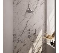 BRAUER Stripe Douche de tête thermostatique encastrée - SET 01 - pomme de douche 25cm - bras mural droit - douchette sur barre - flexible de douche - coude de raccord mural - finition PVD brossée coul